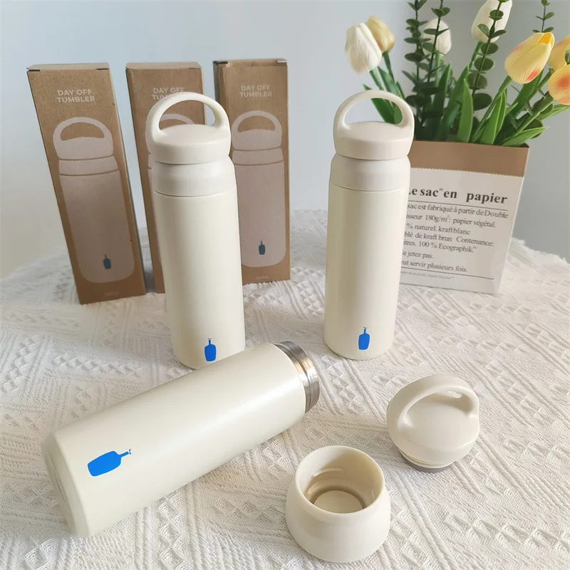 

Blue Bottle Stainless Steel Portable Tea Strainer Double-Layer Direct Drinking Thermos Cup Household Goods Birthday Gift