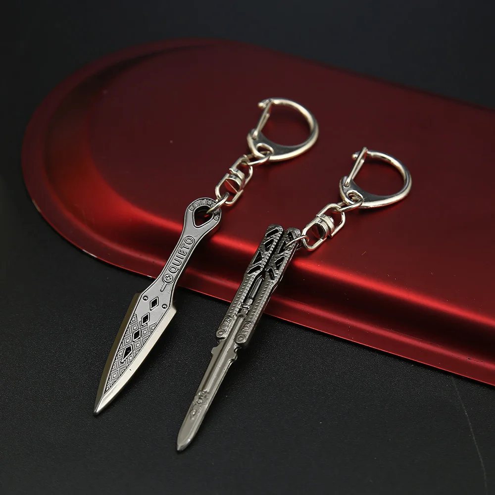 

Game APEX Legends Butterfly Keychain Evil Spirit Blade Alloy Sword Weapon Model Octane Heirloom Kunai Metal Pendant Keyring Car