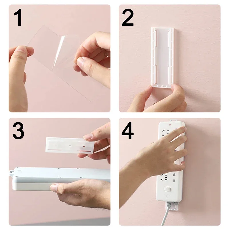 Wall Mounted Socket Holder Fixer Patch Self-Adhesive Power Socket Strip Fixator Punch-free Plug Socket Organizer for Home Office