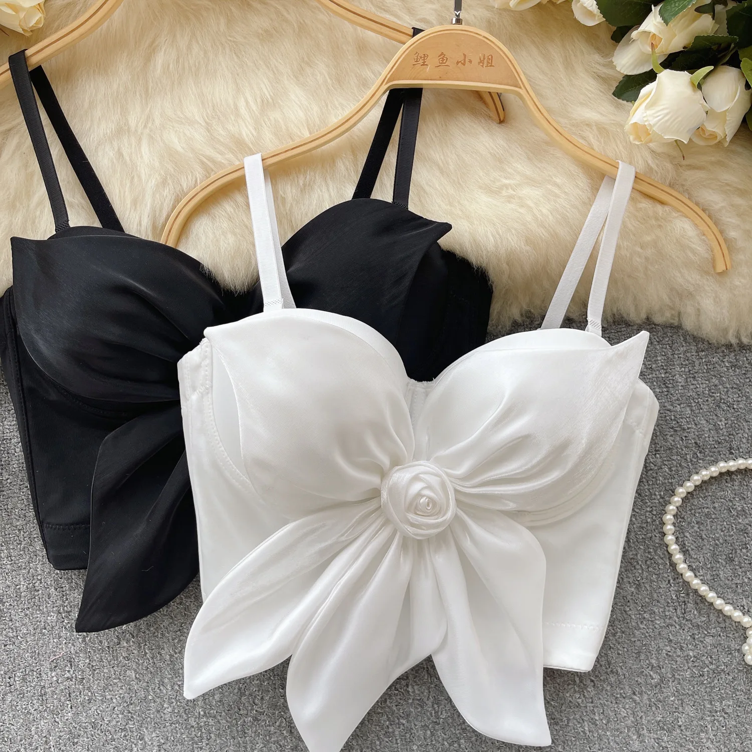 

3D Floral Decoration Women Elegant Corset Lady Bow Applique Bralette Girl Party Multi Color Crop Top Female Bustier Bra Vest
