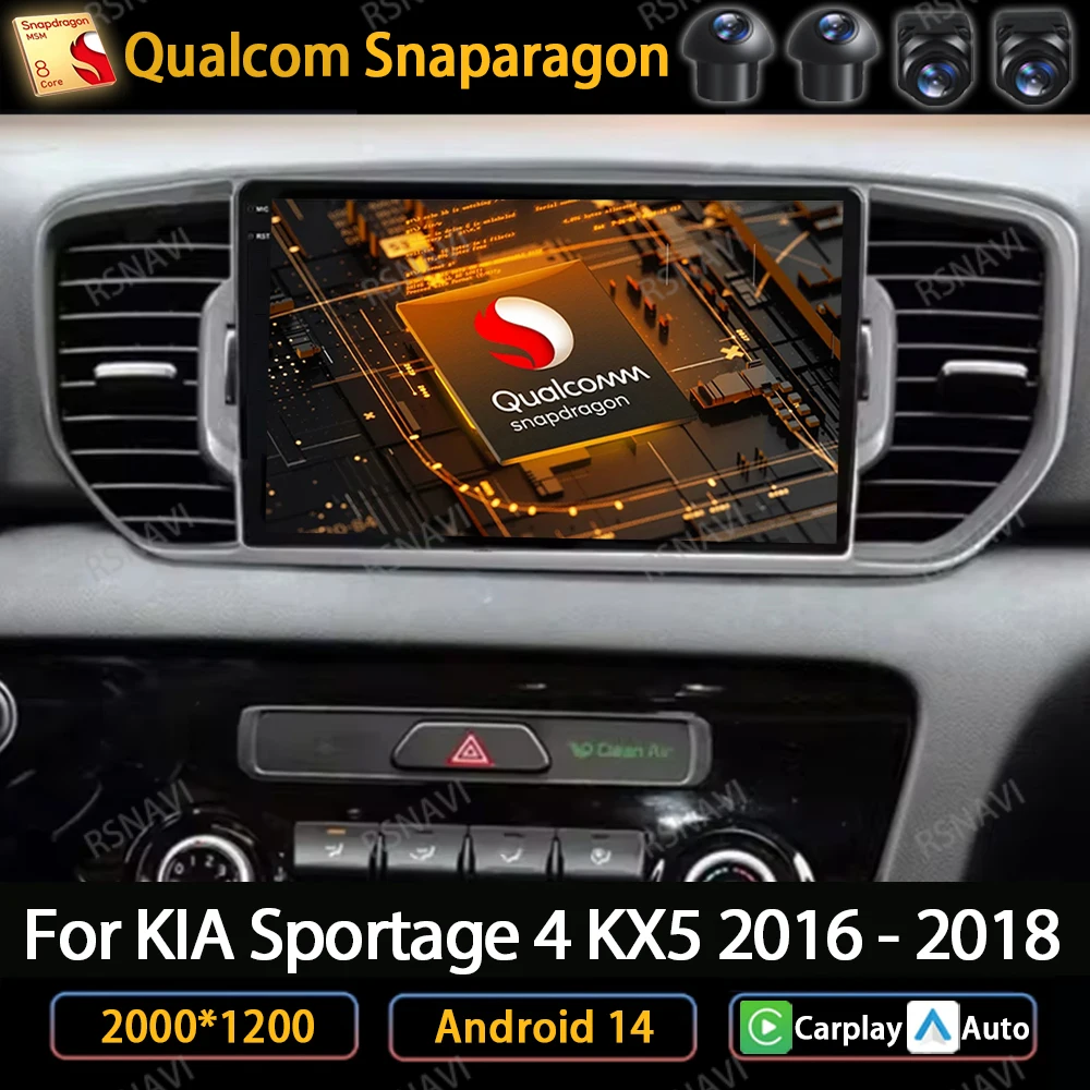 

Автомагнитола на Android 14 для Kia Sportage 4 QL 2016-2018, мультимедийный видеоплеер с навигацией, GPS, 4G, Wi-Fi, Carplay Auto 360, камера BT