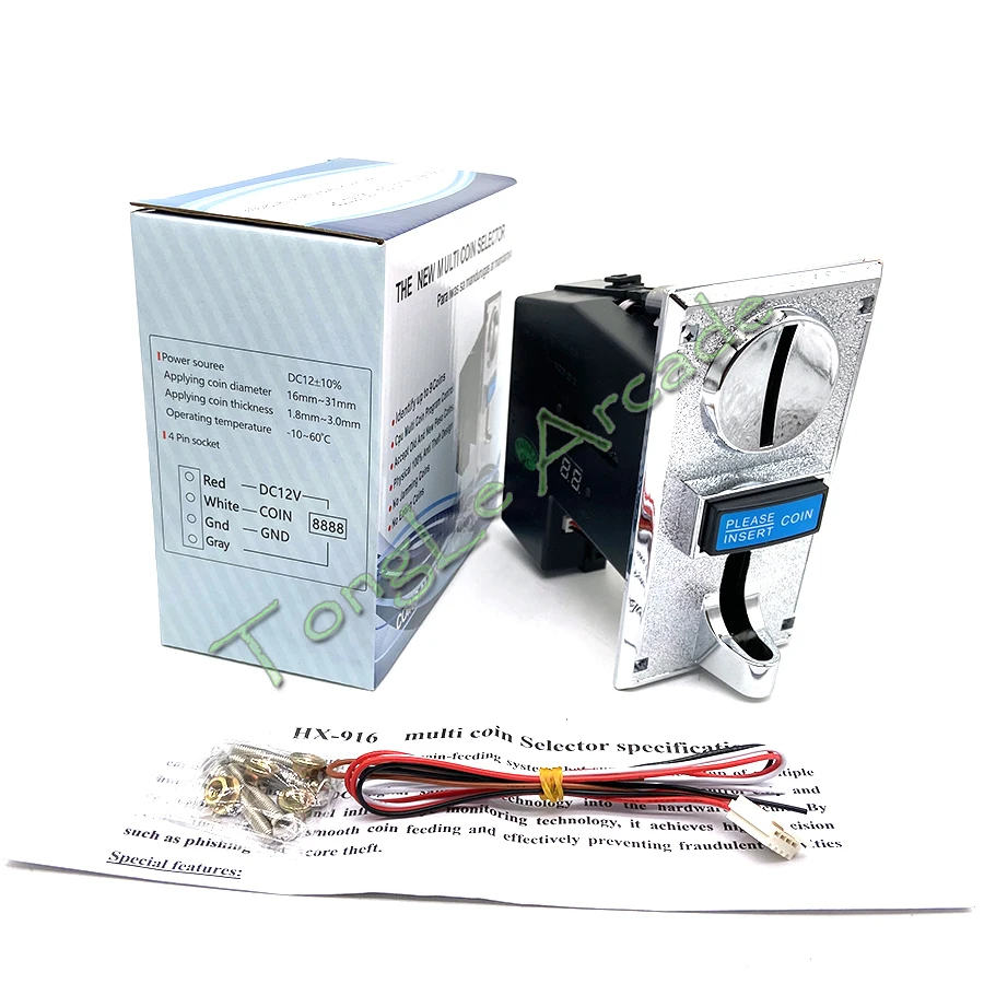 

616 Multi Coin Acceptor Game Toknes Mechanism With 4 Pins Cable For Claw Crane Neo Geo Arcade Slto Vending Machine Pinball Parts