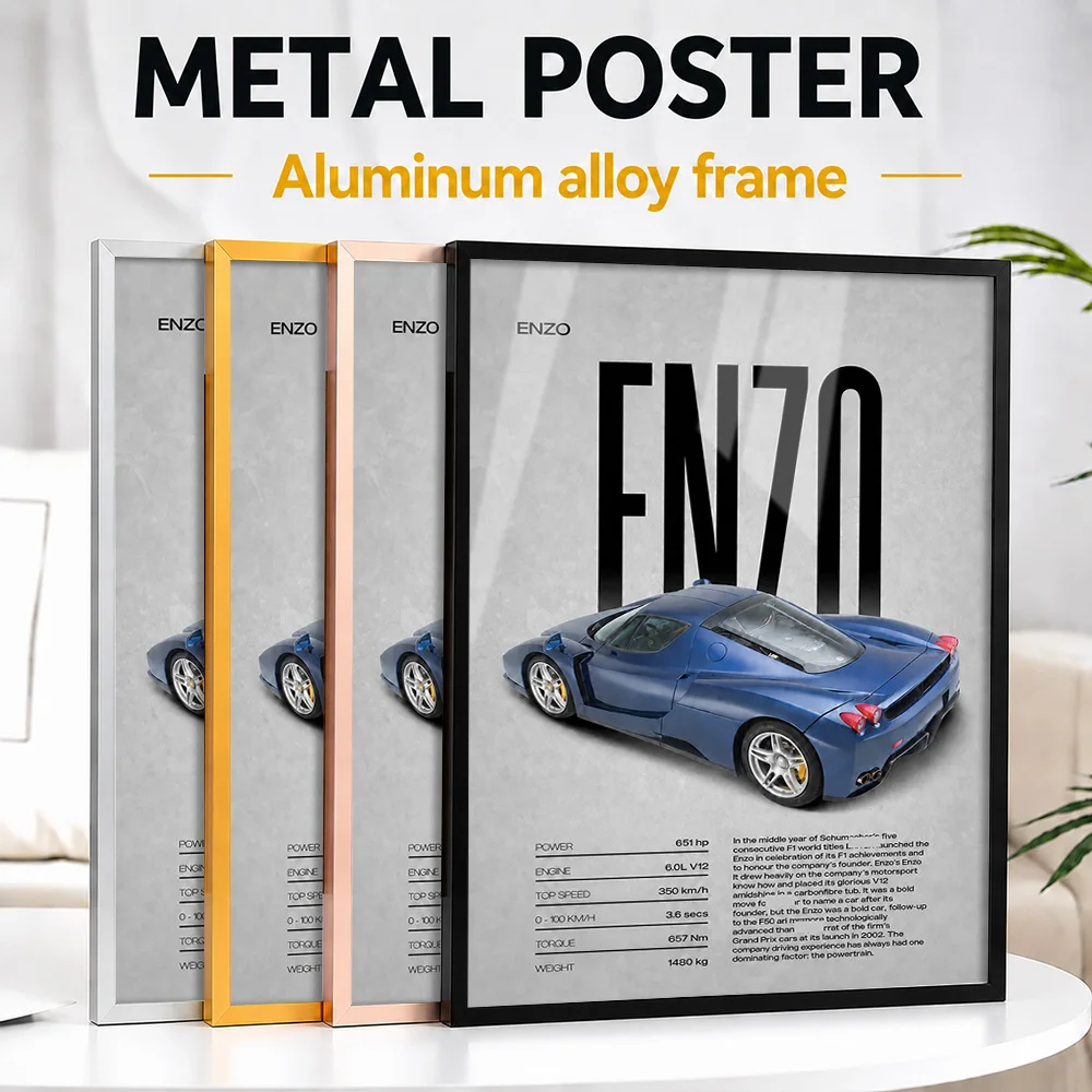 Italy Enzo Sports Car Framed Metal Print Customized Photo Retro Garage Style Wall Art For Game Room Thoughtful Enthusiast Gift