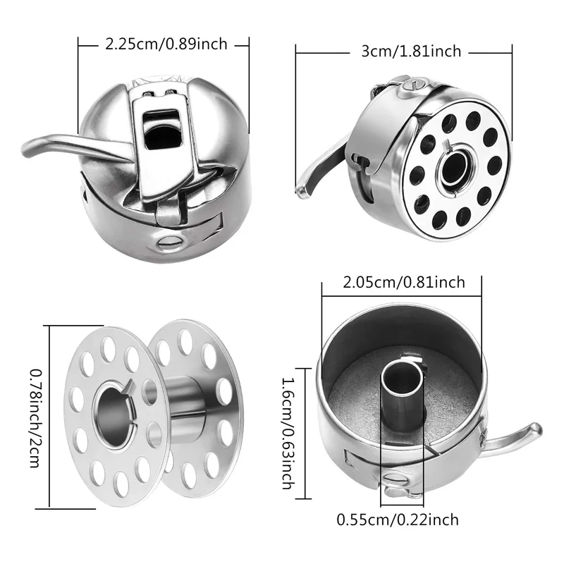 Sewing Machine Bobbins and Shuttle Holder Stainless Steel Replacement Bobbins For Craft Sewing Front Loading 15 Class Apparatus