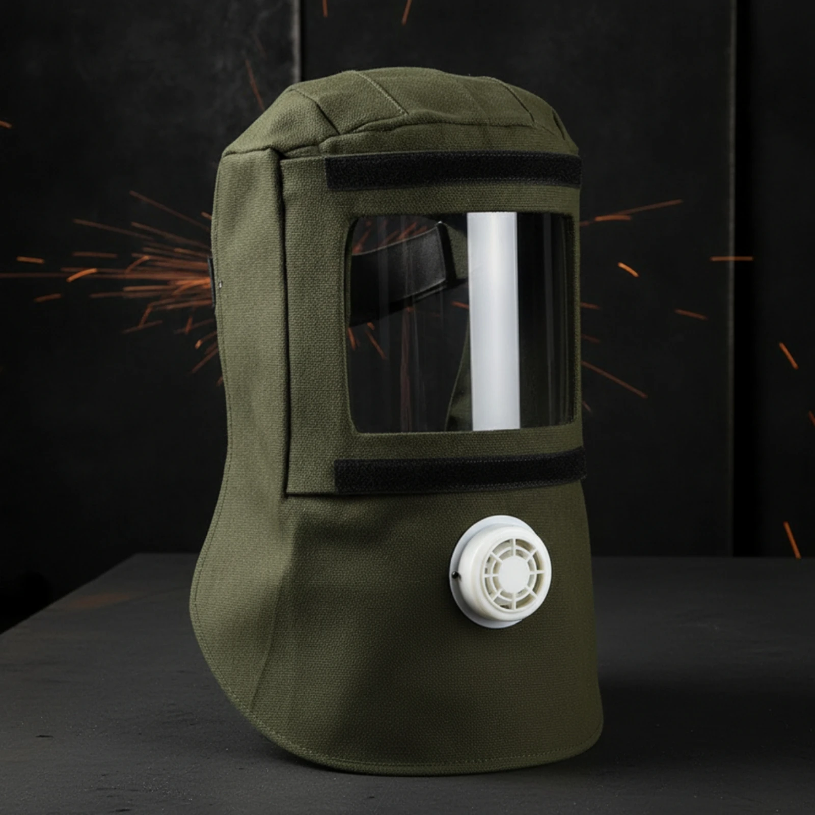Sandblasting Hood Canvas Sandblasting Helmet with Face Visor Sandblast Mask Long-Lasting Cover Full-Coverage for Sandblasters