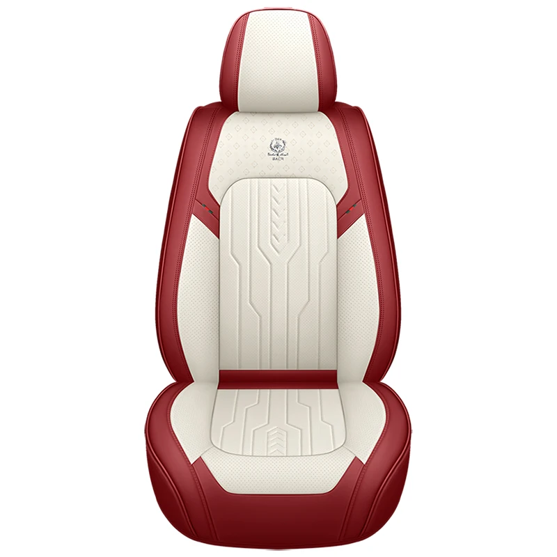 Light luxury red spelling white customized leather waterproof five-seater four-season universal car seat cover