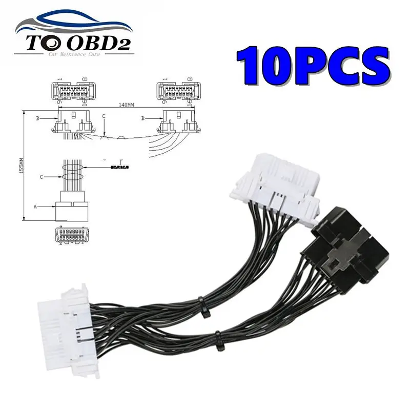 

10PCS OBD2 1 to 2 Y Splitter Extension Cable OBDII 16PIN Male to Female ELM327 Electronic Wire Connector Car Adapter