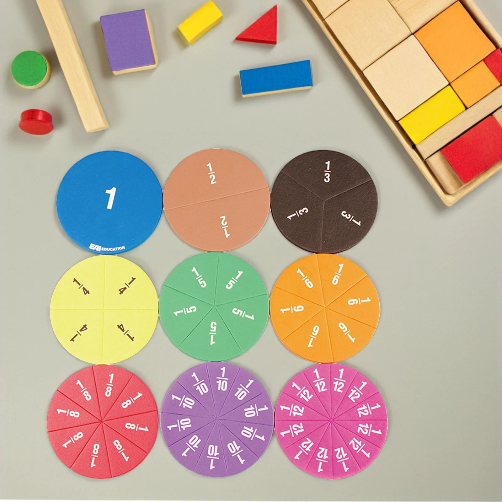 

45Pcs Fraction Circles Manipulatives Math Fraction Tiles Classroom Set Homeschool Learning Materials Elementary Education Aid