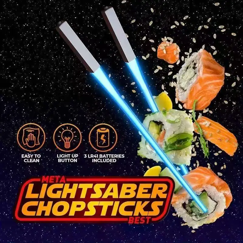 LED Glowing Lightsaber Chopsticks Detachable Washable Reusable Luminous Tableware For Party Night Meals Home Dining