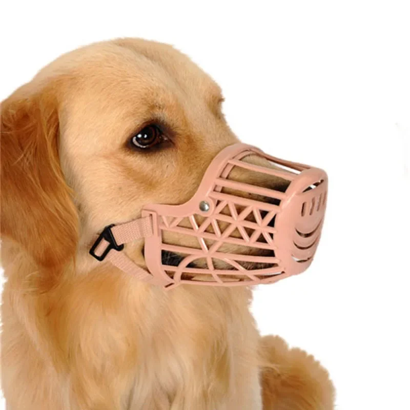 Adjustable Pet Dogs Cats Muzzle Basket Comfortable Soft Plastic Mesh Anti Biting Mouth Mask Protect The Furniture No Bite