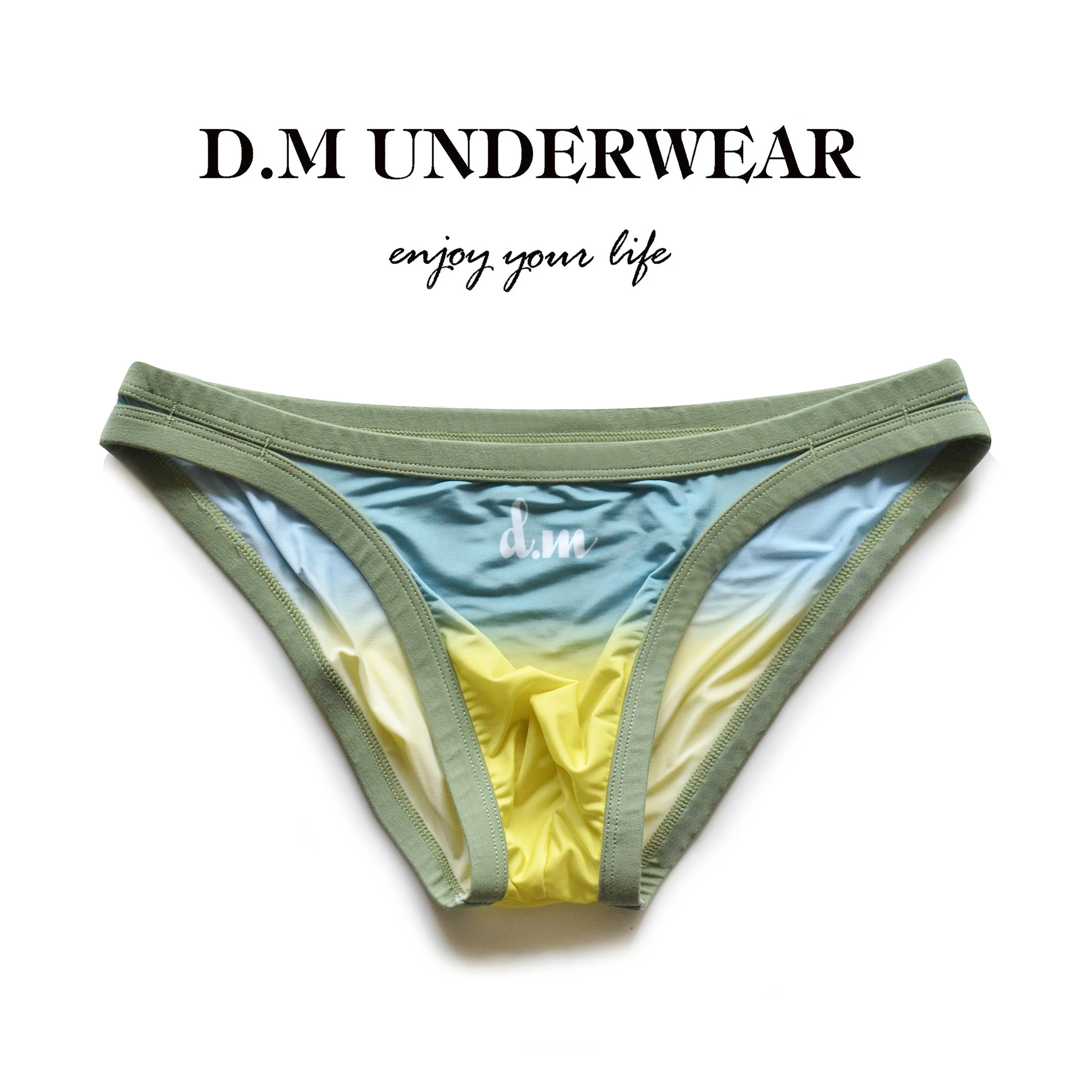 Ropa Interior Masculina de Cintura Baja, Sexy, con Estampado Degradado Triangular, Transpirable, de Nailon, de Secado Rápido,...