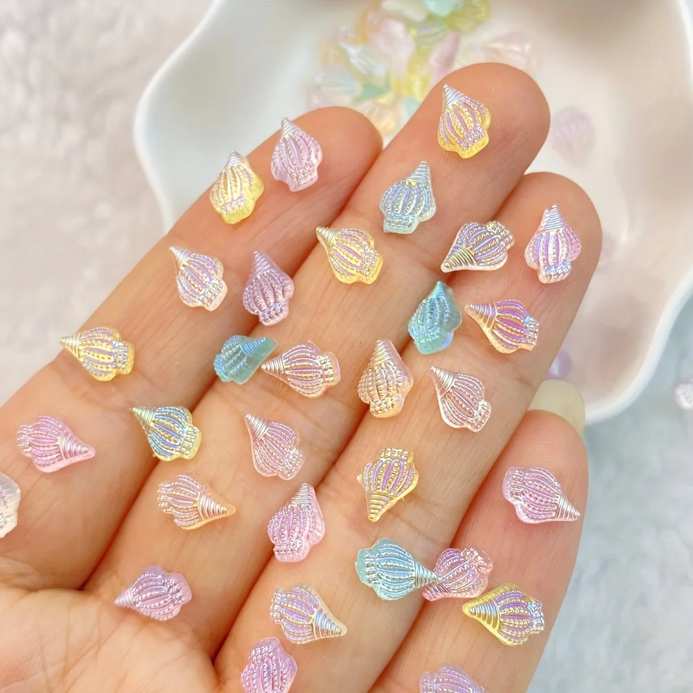 

50 шт. сверкающие кристаллы 3D ракушки для дизайна ногтей, подвески из смолы и бриллианта, наклейка для рукоделия, изготовления ювелирных изделий и чехла для телефона без запаха