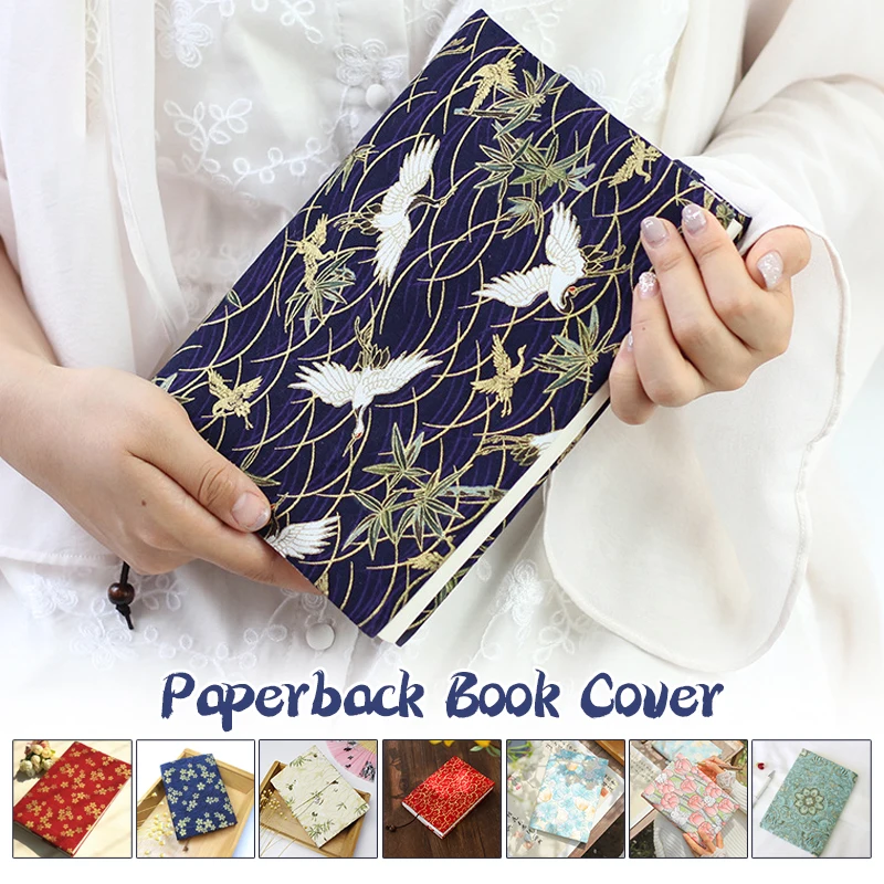 

Льняная обложка для книги A5, защитный рукав для мягкой обложки, романов, съемный пылезащитный чехол с цветочным дизайном, подарок для любителей книг