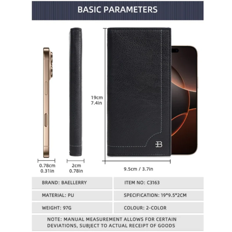 New Men'S Long Wallet, Anti Demagnetization Retro Multi-Slot Wallet, Multi-Functional Card Holder