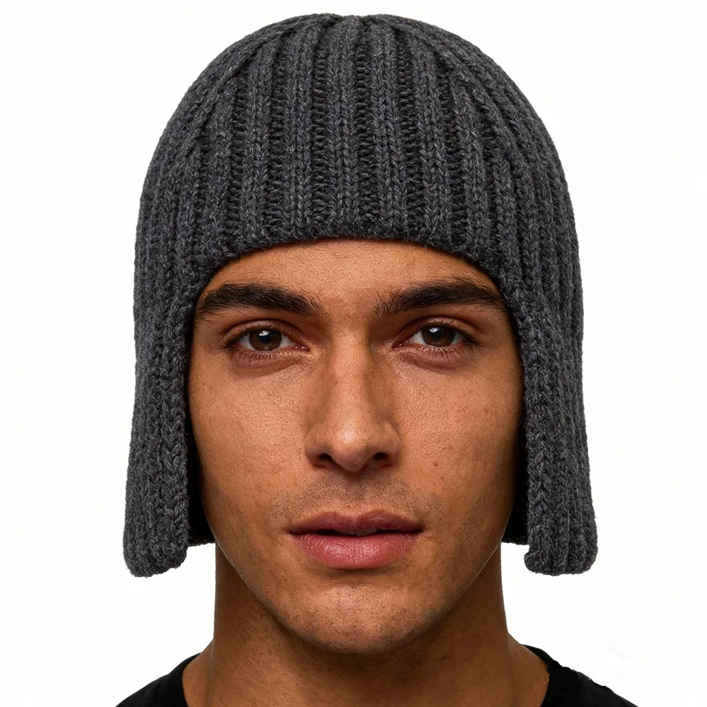 Hot Girl Perücke Strickmütze für Damen, warmer Gehörschutz für Herbst und Winter, Kopfbedeckung, modische Wollmütze im Einkaufsstil – Detail 2