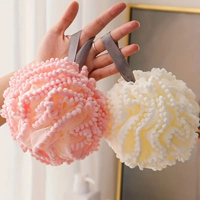 2pcs Bi-Color Shower Sponge Rich Foaming Soft Bath Balls Body Exfoliating Scrubbing Bath Flower Skin Cleaning Tool Bathroom Use