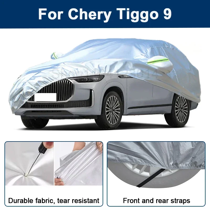 

Всепогодный чехол для автомобиля Chery Tiggo 9 с отражающими полосами, водонепроницаемый, снегозащитный, пылезащитный, с защитой от УФ-излучения, автоаксессуар