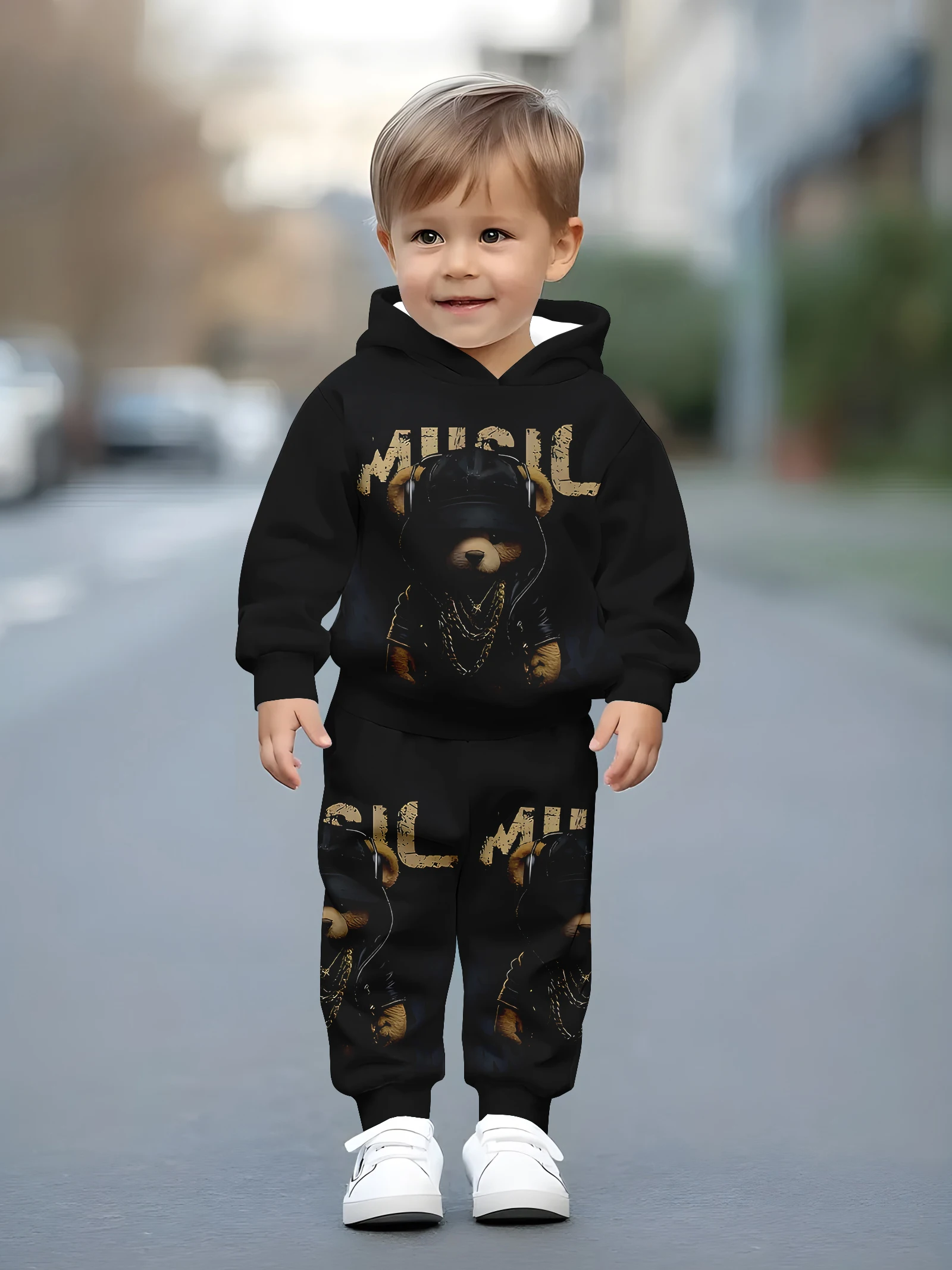

Fun Pattern Set: Children's Two-Piece Set of Hoodie and Sweatpants, Baby's Stylish and Cool Kids' Clothing