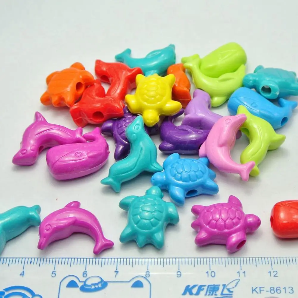 30 Mieszane Bubblegum Kolor Akryl Duże Różne Zabawne Koraliki Zwierzęcy Samochód Delfin z otworem 4mm Dzieci Rzemiosło DIY Biżuteria — zdjęcie 4