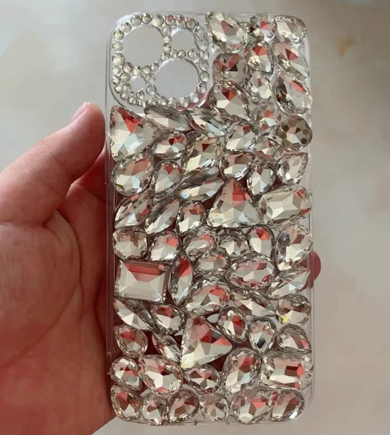Luxo brilhante strass caso de telefone para iphone 11 12 13 15 16 pro max macio pára-choques protetor em 14 7 8 mais glitter diamante capa