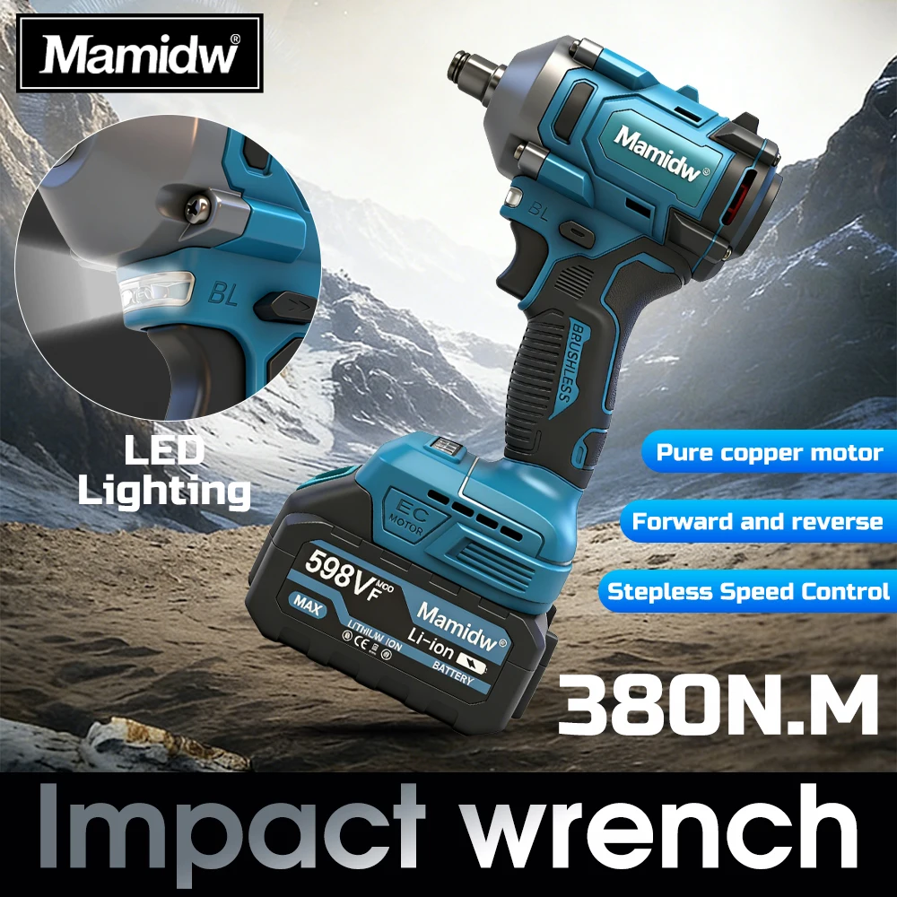 

Mamidw 1/2" Impact Wrench | 850N.M Brushless Motor | Heavy-Duty for Truck & Auto Repair | Ideal Gift for Car Enthusiasts