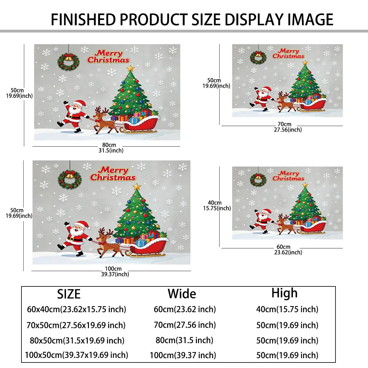 PVC self-adhesive wall stickers featuring Santa Claus, reindeer pulling a sleigh Waterproof and removable
