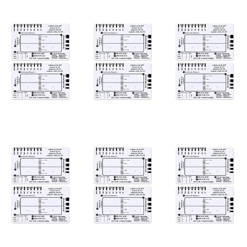 Lot de 6 : Règle de 7 étapes pour l'interprétation ECG/EKG, 2 règles de référence ECG, compas de mesure EKG