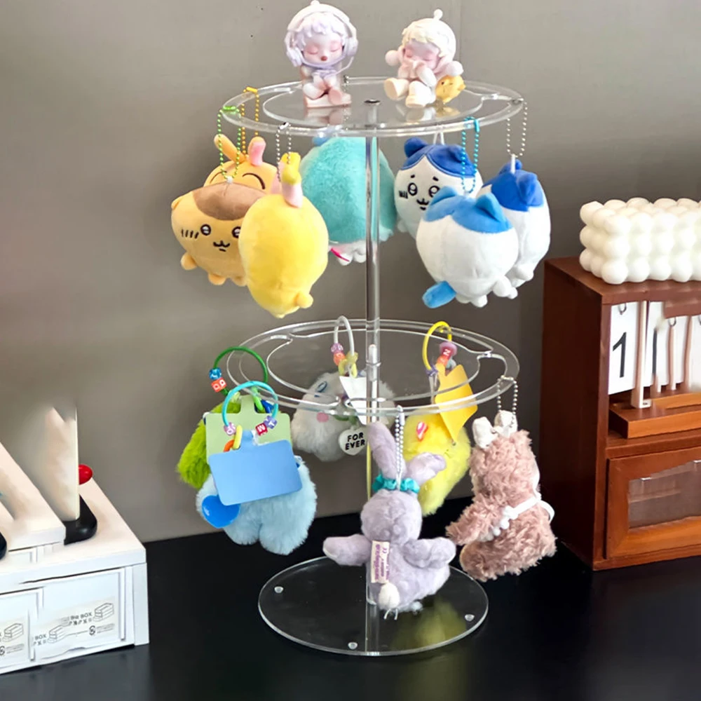 Boîte d'exposition de pendentif Labubu de 18 Cm, boîte rotative transparente en peluche de poupée, boîte aveugle, présentoir de rangement, cadeaux pour filles