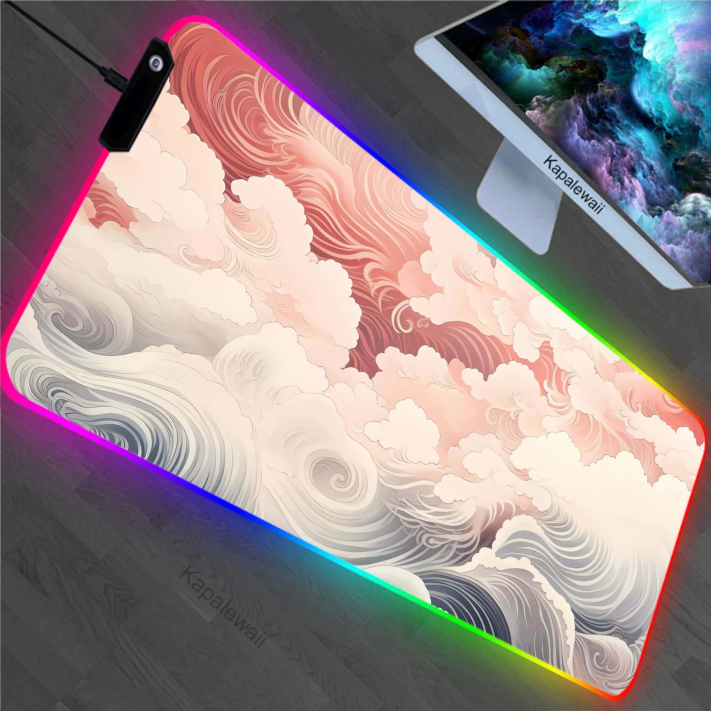 

Great Wave Off RGB Large Mouse Pad Pc Gamer Mousepad HD Print Gaming Keyboard Pads XXL Notebook Table Carpet Rubber Desk Mat