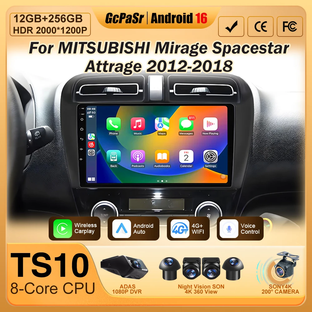 

Carplay For MITSUBISHI Mirage Spacestar Attrage 2012-2018 Android Auto Multimedia Car Radio Player Video GPS Navigation 2din DVD
