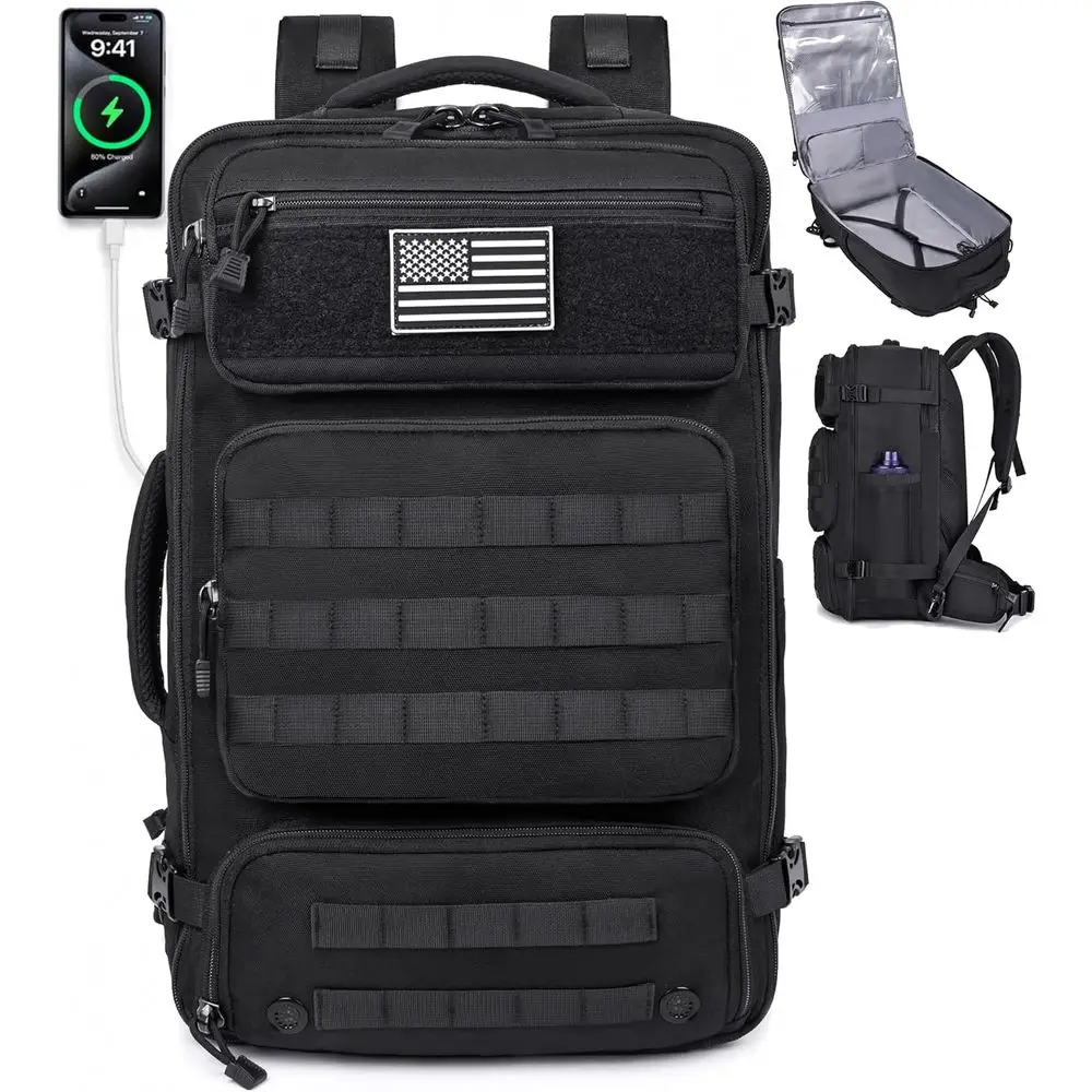 

40L TSA-Approved Carry-On Backpack with USB Port, Water-Resistant, Convertible for Travel and Weekends, Fits 17.3 Laptop
