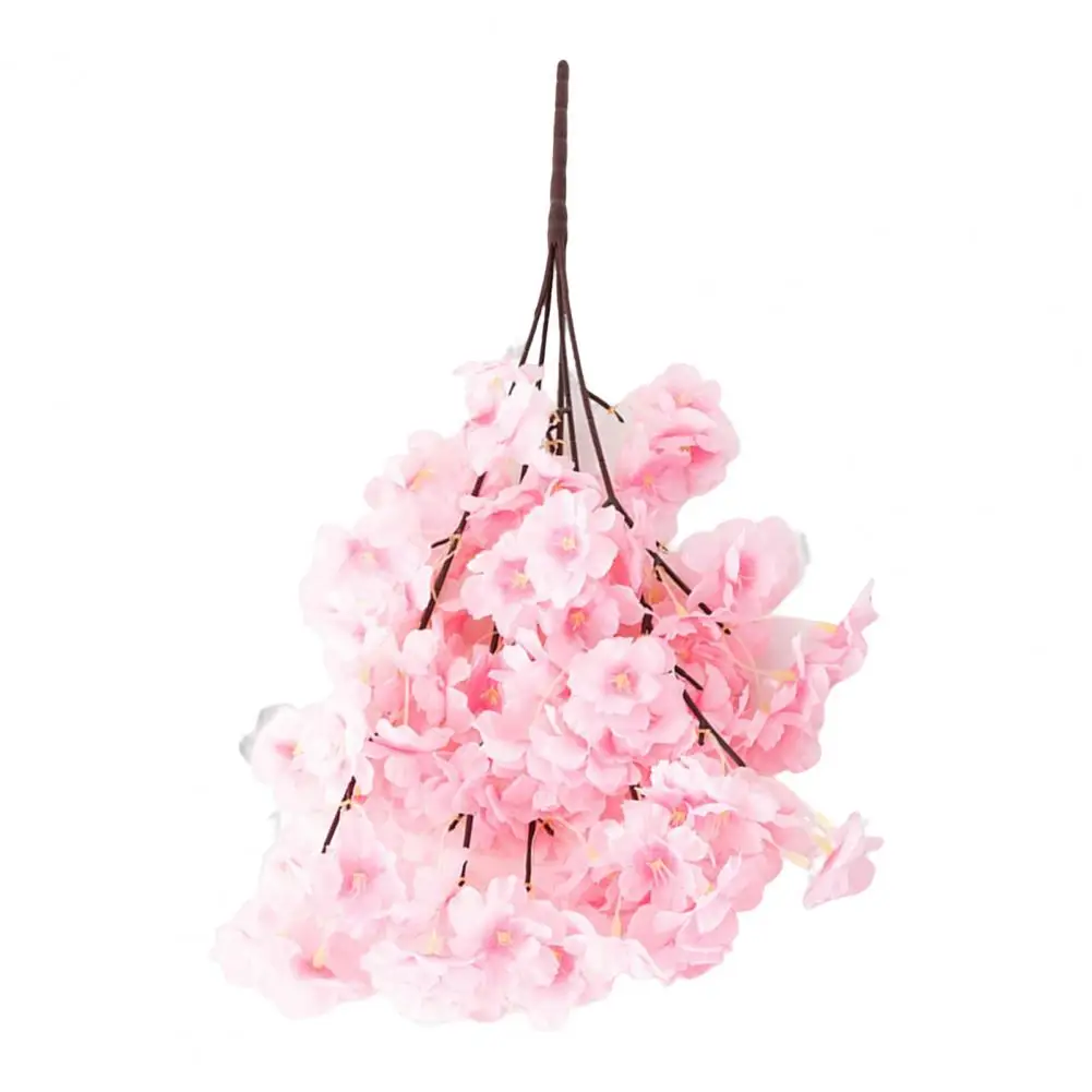 Beautiful Simulation Bouquet Exquisite Artificial Cherry Blossoms No Watering Decorative Faux Five-pronged Flower Decor