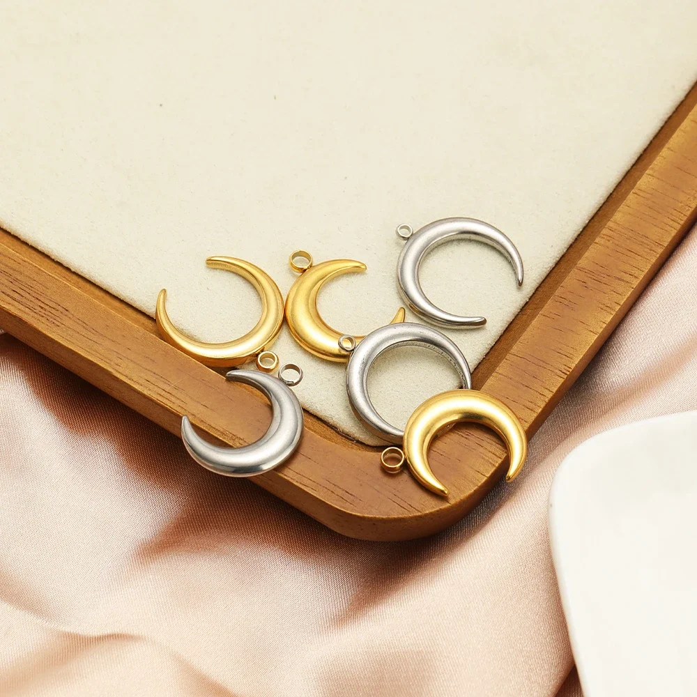 5pcs Stainless Steel Moon Horn Charms Gold Pendants for DIY Jewelry Making Exquisite Necklace Bracelet Decoration Supplies Bulk - view 5