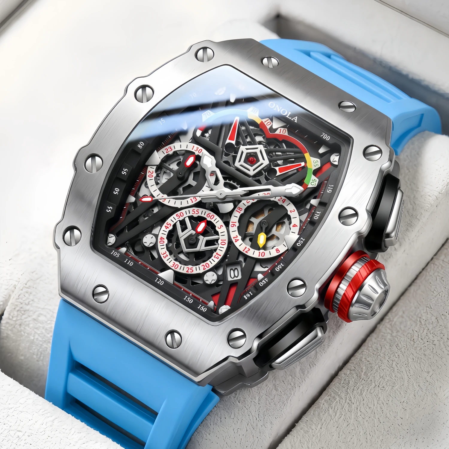 ONOLA-reloj de marca superior para hombre, de lujo, multifuncional, luminoso, resistente al agua, cronógrafo deportivo, relojes de cuarzo, 2021