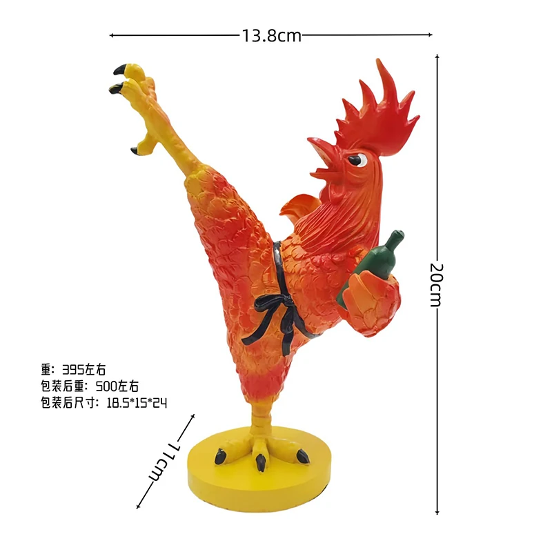 Drunken Kung Fu Chicken Resin Ornament Simulation Big Rooster Sculpture for Living Room Entrance Home Decor