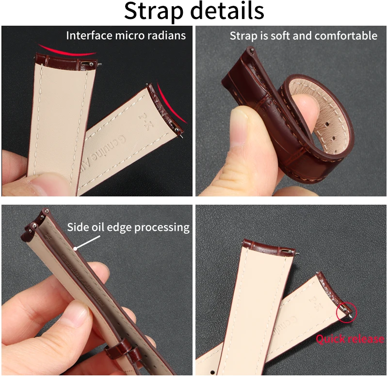 Shengmeirui For Patek Philippe replacement wristband 5227G 5146R 6140G 5002P ZENITH Cowhide Genuine Leather watch strap 20x16mm