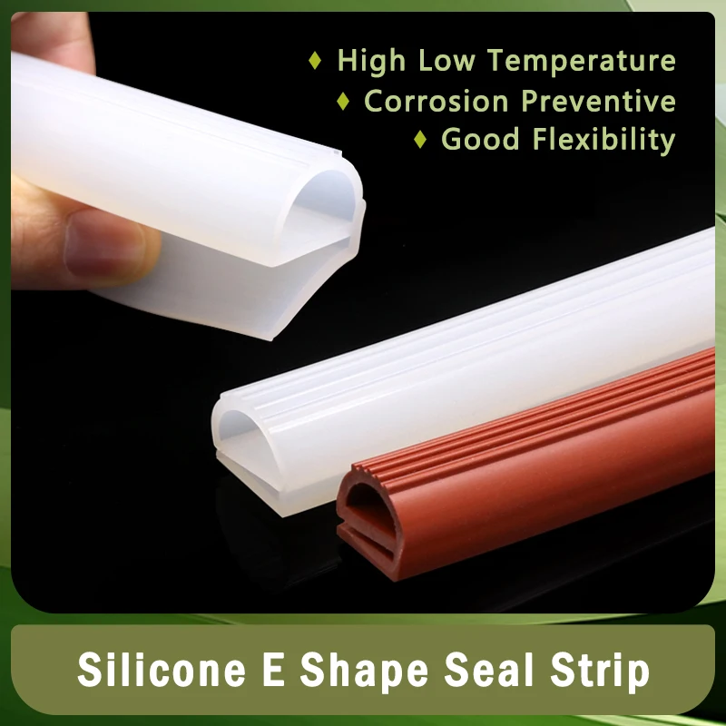 

White Red Silicone E Shape Strip Rubber Sealing Strip Width 12mm-25mm E-shaped E-strip High Temperature Oven Oven Sealing Strip