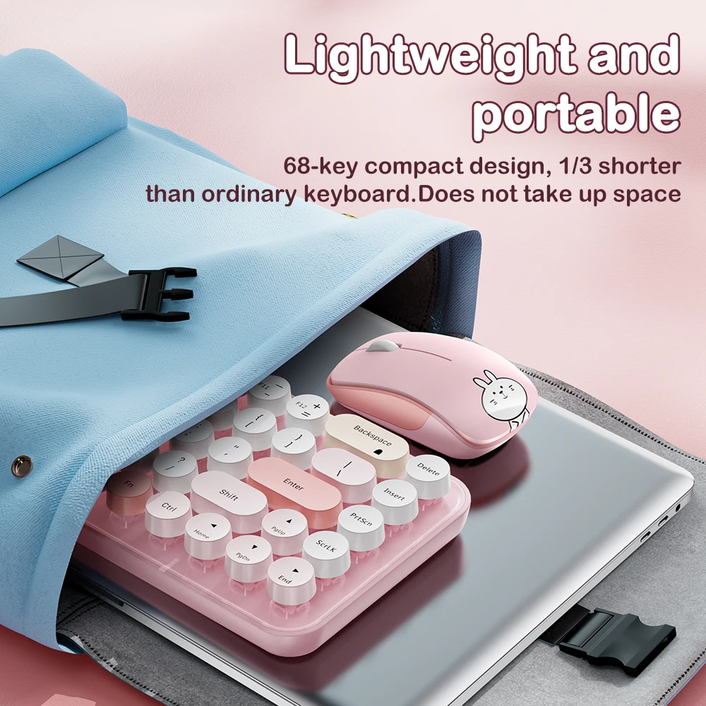 HOCO K7 2.4G USB 68 Keys Bluetooth Wireless Keyboard & Mouse Set 1600DPI For iPad Tablet Desktop Laptop Android IOS Office Game