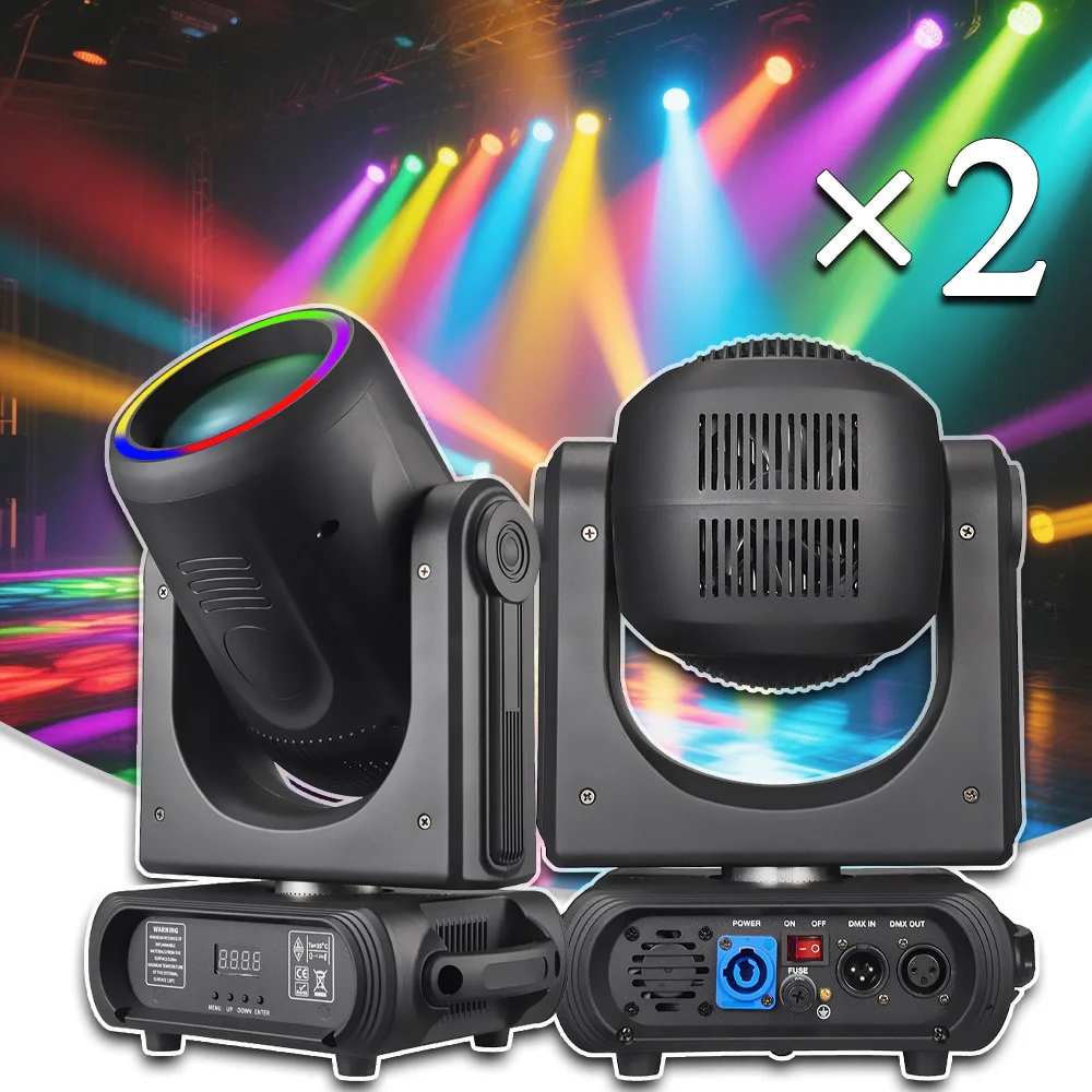 

2PCS LED 250W Beam Spot 18prism Rainbow Effect With SMD RGB Ring Focus Atomization For Nightclub Bar Disco Dnace Dj Head