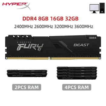 Kingston Fury Beast DDR4 8GB 16GB 32GB 3600 3200 2666 2400MHz Desktop Memory 288Pin 1.2V DIMM PC4-19200 21300 25600 DDR4 RAM