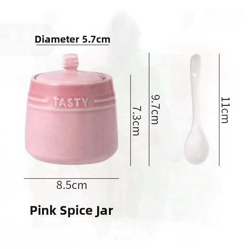 Nordic Ceramic Gradient Colorful Seasoning Jar Creative Kitchen MSG Salt Container Solid Seasoning Holder Household Item