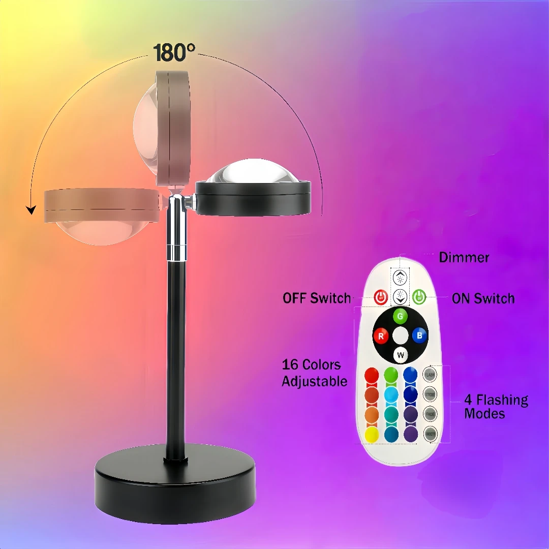 جهاز عرض مصباح غروب الشمس، 16 لونًا متعدد الألوان LED ضوء ليلي متغير، حفلة تصوير سيلفي، ديكور هدايا عيد الميلاد للنساء #2