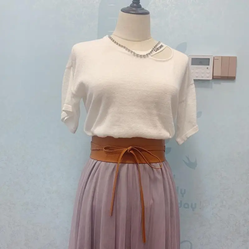 Fashion Bowknot Simple Wrap Luxury Wide Waist Band Leather Belt Corset Waistband Ladies Dress Cummerbands