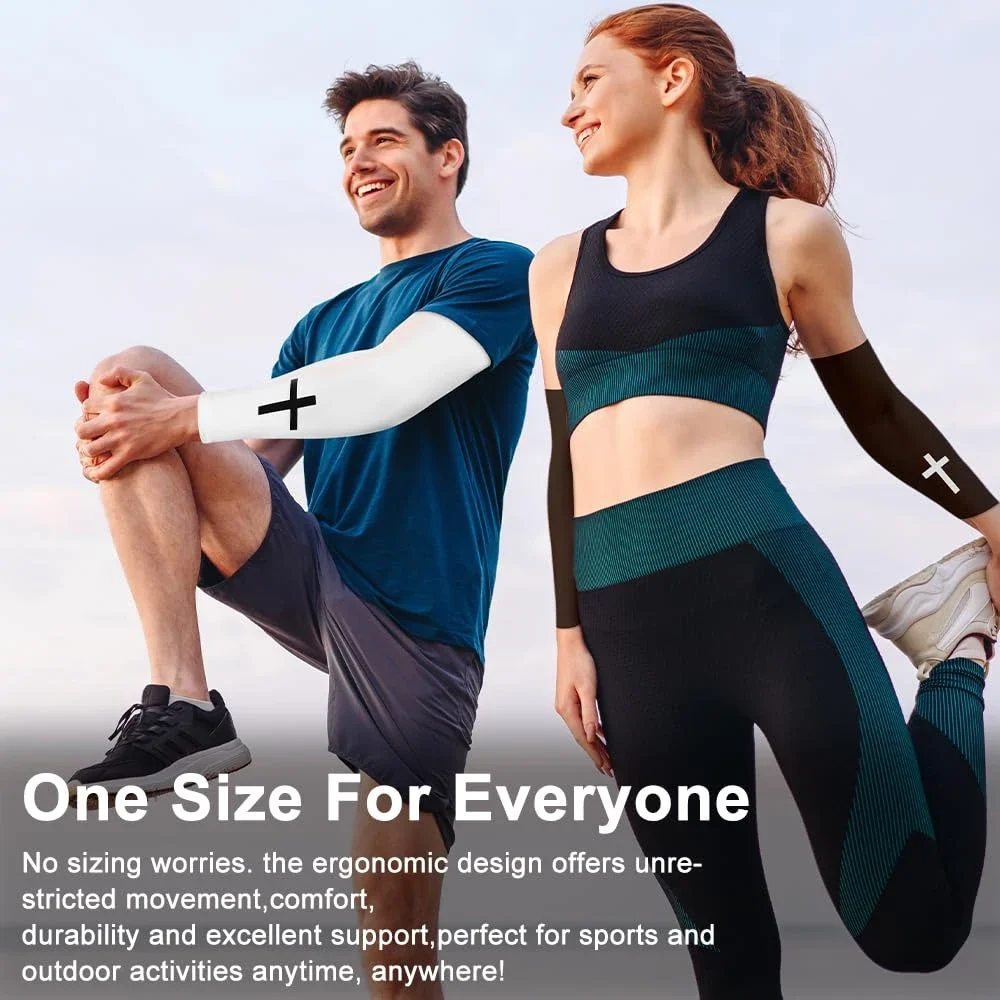 1Pair UV Cooling Arm Sleeves Sun Protection Men Women Arm Sleeves Christian, Sports Cycling Working Football Baseball Volleyball