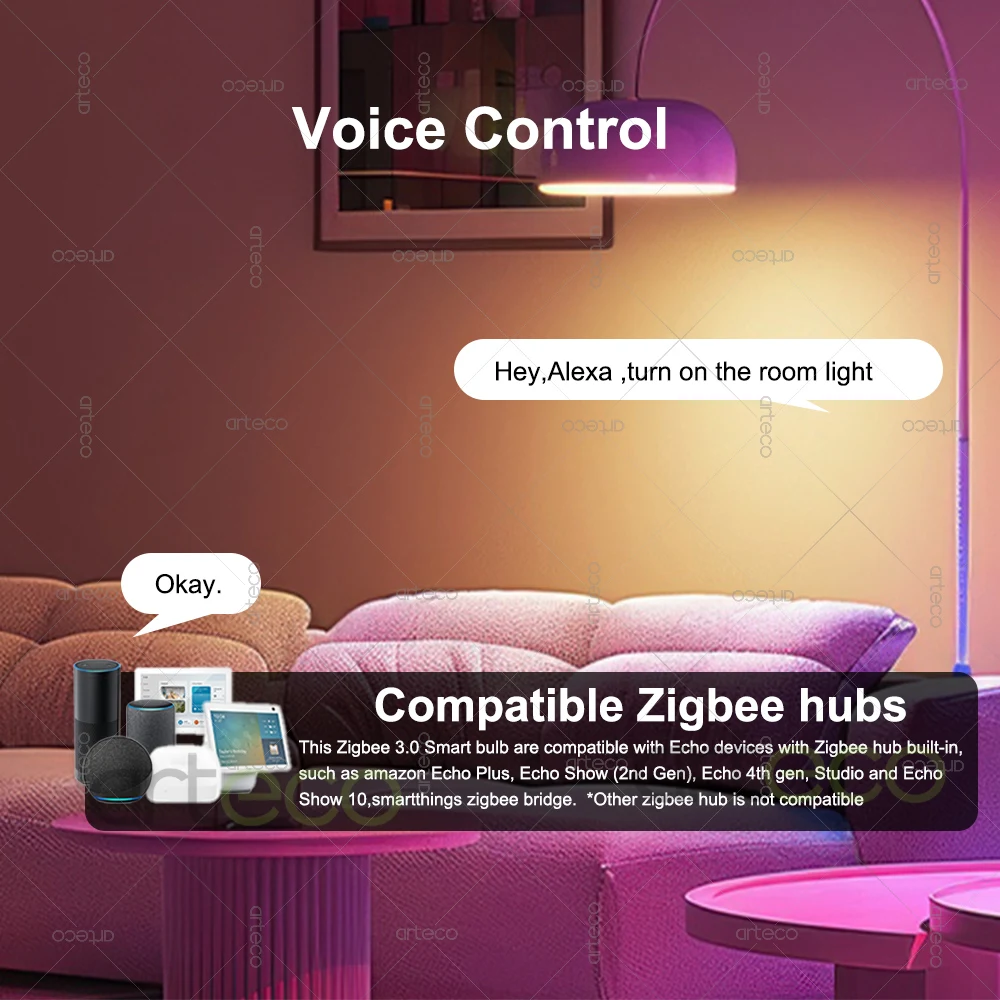 Zigbee 3.0 Smart Led Light Bulbs E27 15W 18W Zigbee Led Lamp Works With Alexa Echo Plus Z2M Smartthings Bridge APP Voice Control