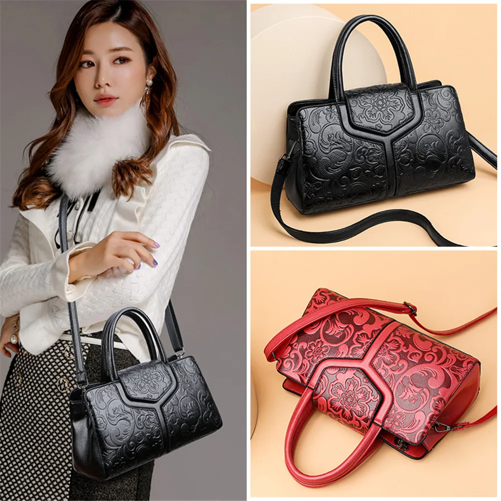 Women Soft Leather Handbags Luxury Designer Embossing Shoulder Crossbody Bag Ladies Large Capacity Shopping Brand Messenger Tote