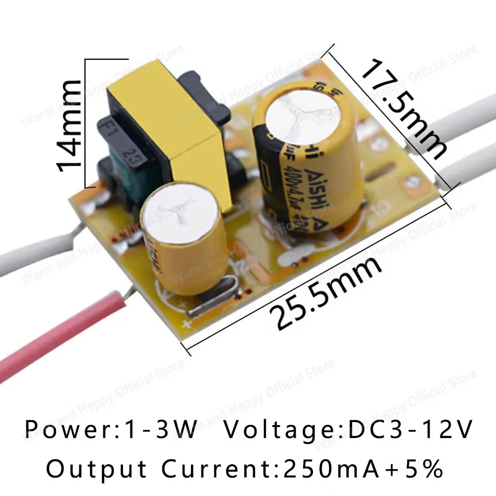 LED Driver 1-3W 3-5W DC3-18V LED Non Isolated Constant Current Driver 250mA Suitable for LED Bulb Diode Power Accessories