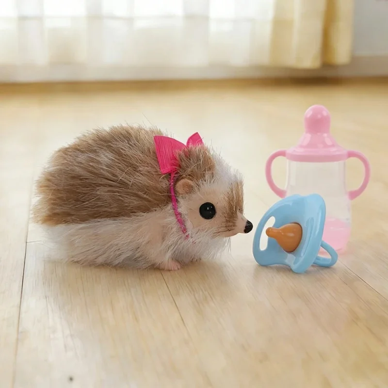 12.5cm Silicone Hedgehog Toy Reborn Animal Model Doll Accompany Children to Play House Cute Stress Reliever Tool