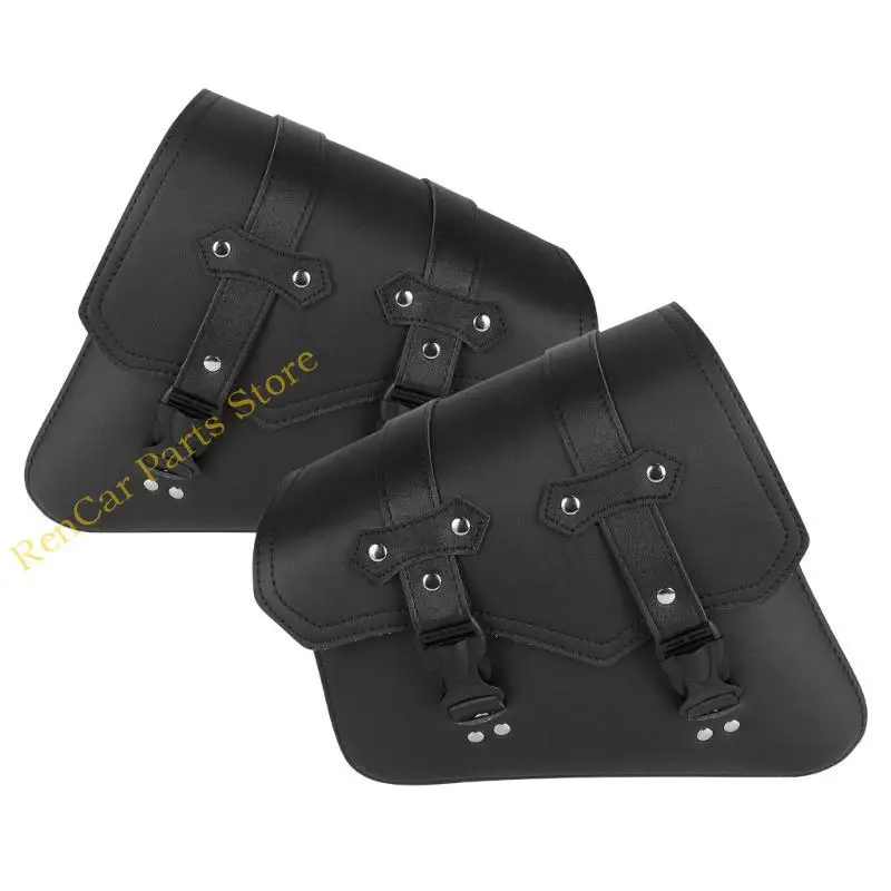 

F19A Vintage Motorcycle Saddlebags Universal Fit PU Leather Waterproof Large Capacity Side Bags Upgrades for Rear Left Right
