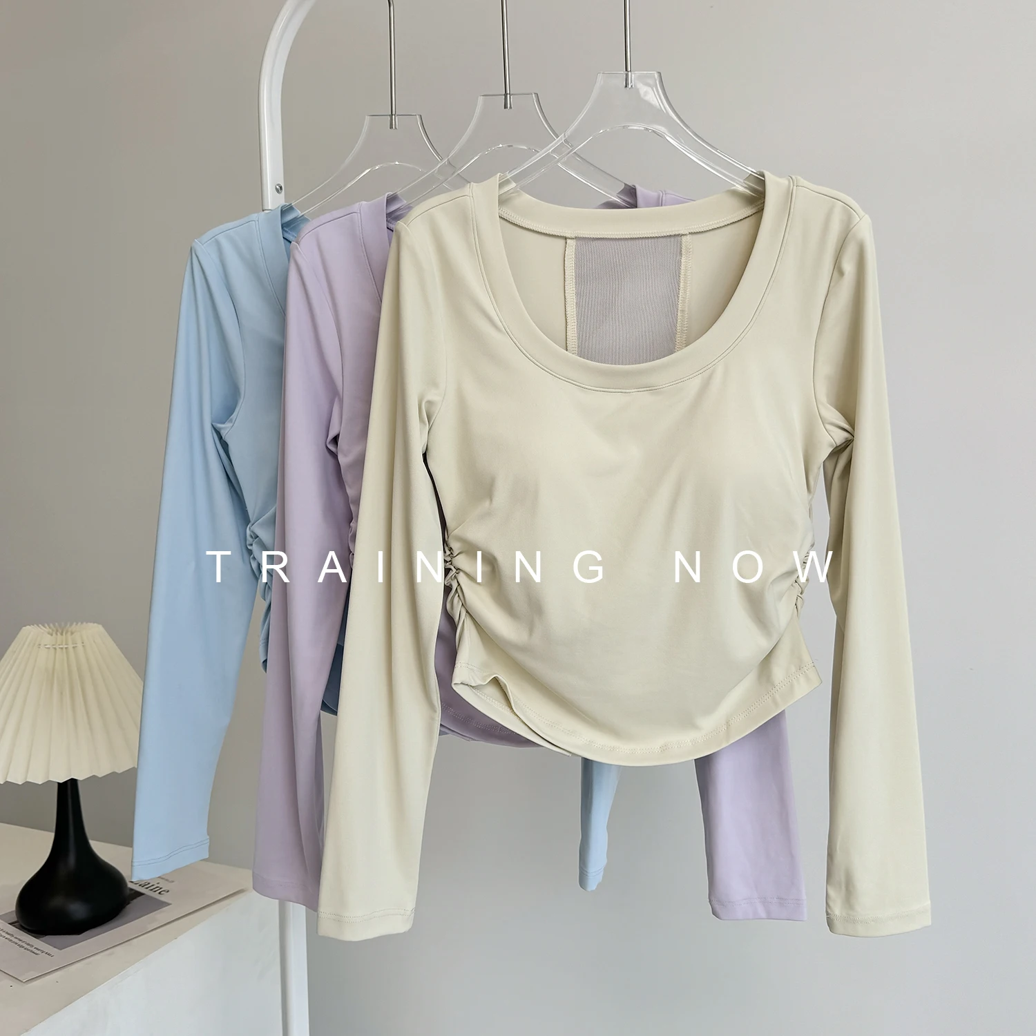 

High-quality appearance sports long-sleeved women's autumn with chest pad pilates training clothes for running quick-drying